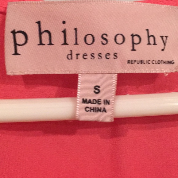 Philosophy Sleeveless Pleated High Low Coral Dress - Picture 5 of 6